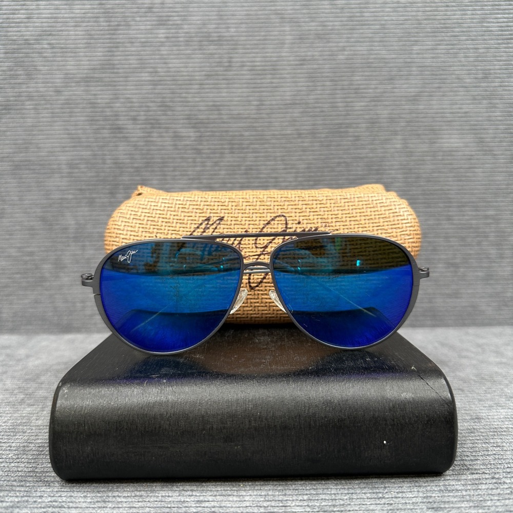 Maui Jim Shallows MJ543-27A Matte Black Titanium Blue  Polarized Y2K Sunglasses